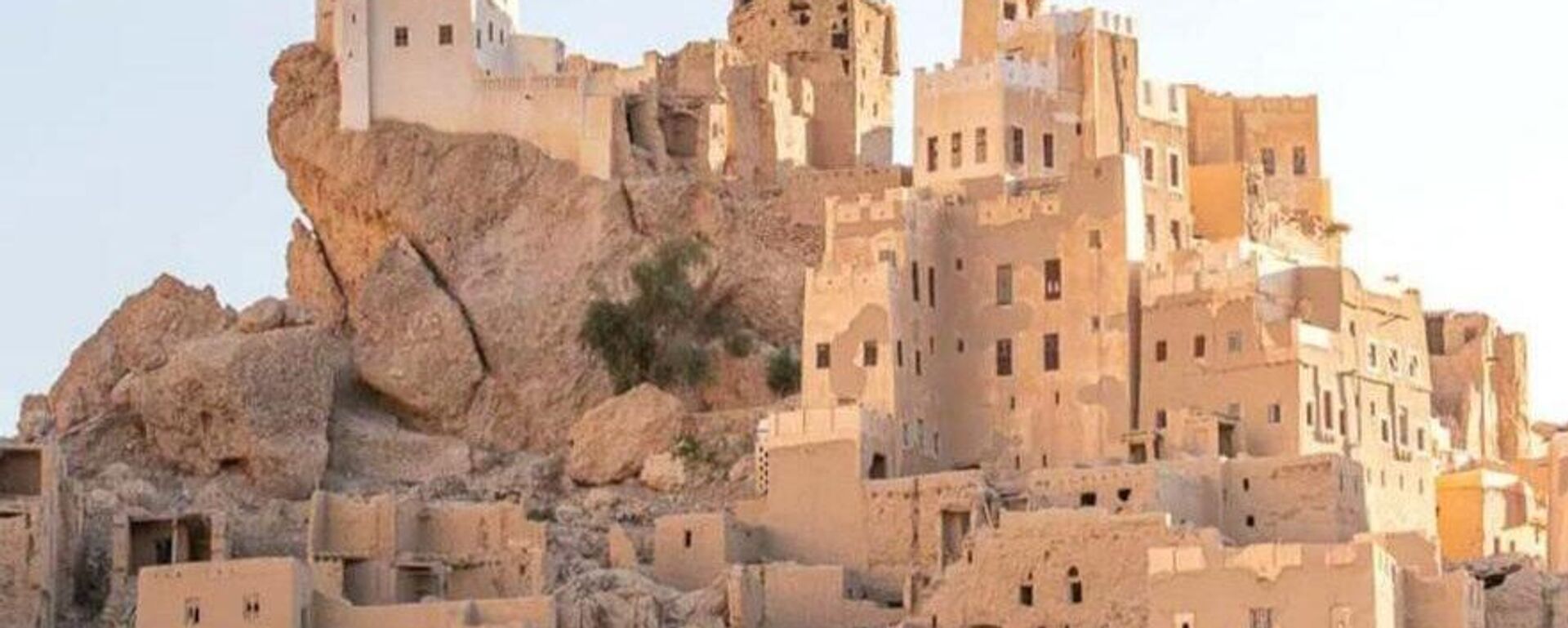 إحدى القرى التاريخية المعلقة التي استخدم فيها المعمار اليمني التحصين الطبيعي وتعرف بالقرية الحصنة بوادي حضرموت - سبوتنيك عربي, 1920, 06.12.2025