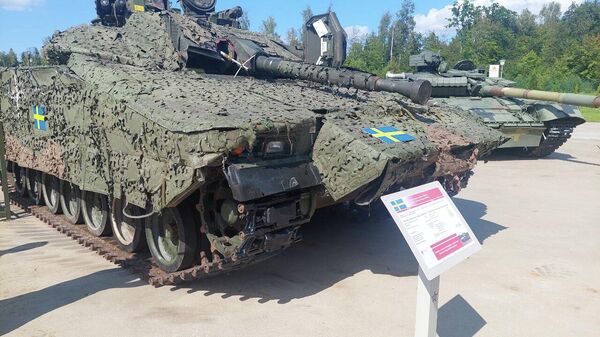 معرض لأسلحة حلف الناتو في معرض غنائم العملية العسكرية الروسية الخاصة في أوكرانيا، في حديثة باتريوت في إطار  فعاليات المنتدى العسكري التقني الدولي آرميا 2023 - سبوتنيك عربي