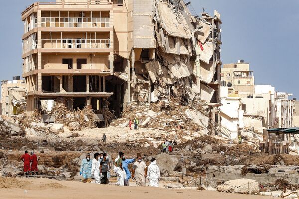 تداعيات الفيضانات المدمرة التي ضربت المدينة في درنة، ليبيا 18 سبتمبر 2023 - سبوتنيك عربي