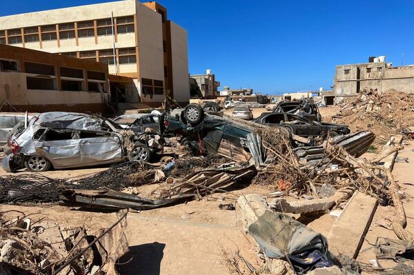 آثار الدمار الناتج عن إعصار دانيال في مدينة درنة الليبية - سبوتنيك عربي