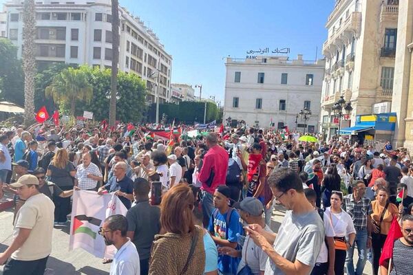 مسيرة في تونس دعما للشعب الفلسطيني، 12 أكتوبر/ تشرين الأول 2023 - سبوتنيك عربي