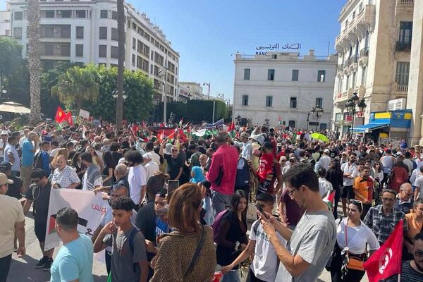 مسيرة في تونس دعما للشعب الفلسطيني، 12 أكتوبر/ تشرين الأول 2023 - سبوتنيك عربي