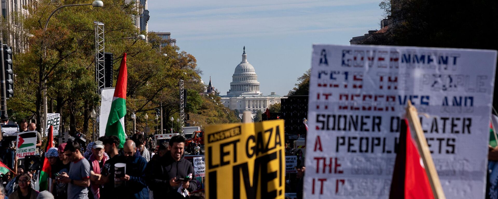 مظاهرات حاشدة في واشنطن تطالب بوقف الحرب على غزة - سبوتنيك عربي, 1920, 05.11.2023