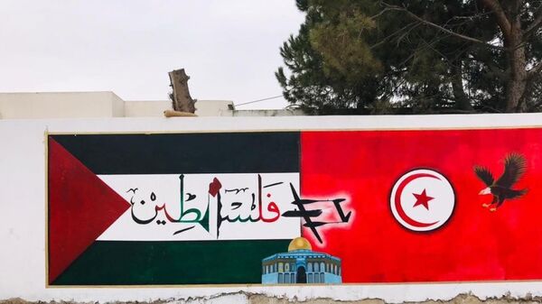 شباب يرسمون جداريات في شوارع تونس توثق معاناة الفلسطينيين وتدعم قضيتهم - سبوتنيك عربي