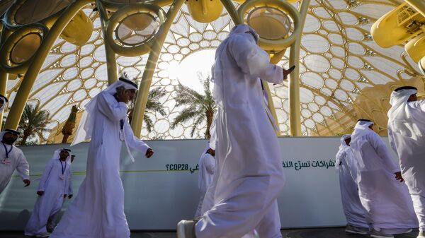 يصل المشاركون إلى مكان انعقاد قمة الأمم المتحدة للمناخ في كوب 28 في دبي، الإمارات المتحدة العربية، 29 نوفمبر 2023. - سبوتنيك عربي