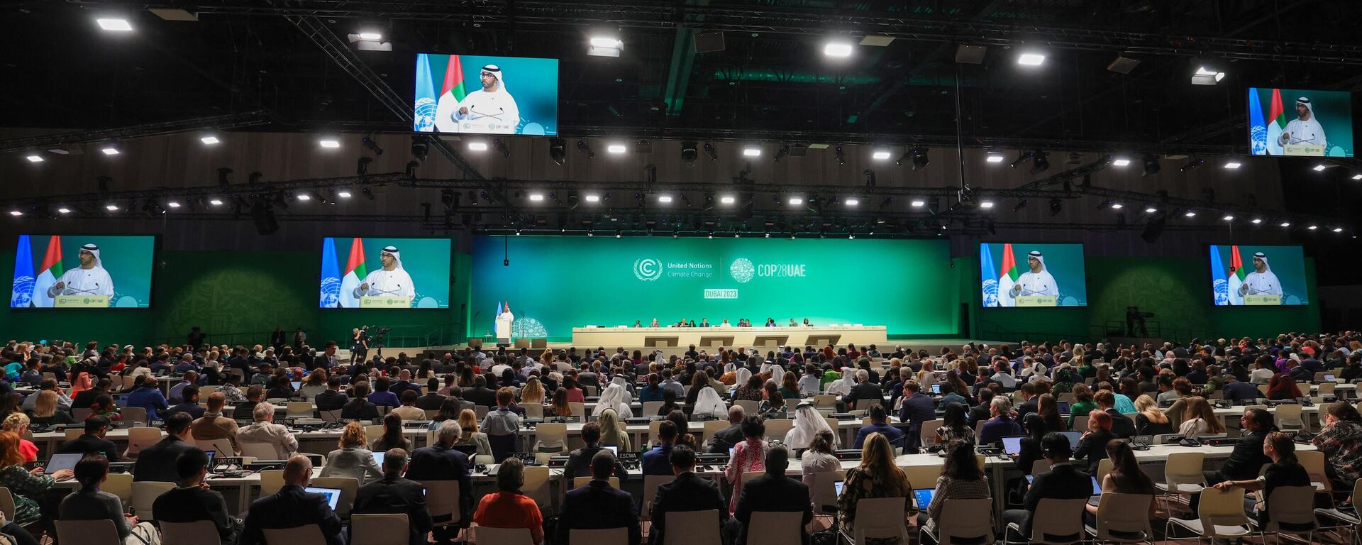 رئيس CORP 28 سلطان أحمد الجبير يتحدث خلال حفل افتتاح  قمة المناخ التابعة للأمم المتحدة في كوب 28، في دبي, الإمارات العربية المتحدة، 30 نوفمبر 2023. - سبوتنيك عربي, 1920, 01.12.2023