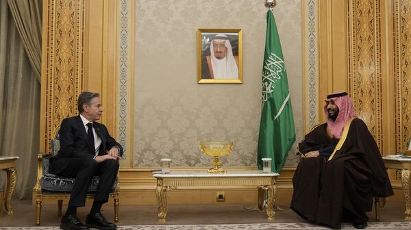 ولي العهد السعودي، الأمير محمد بن سلمان، يستقبل وزير الخارجية الأمريكي، أنتوني بلينكن، في الرياض، السعودية، 5 فبراير/ شباط 2024 - سبوتنيك عربي
