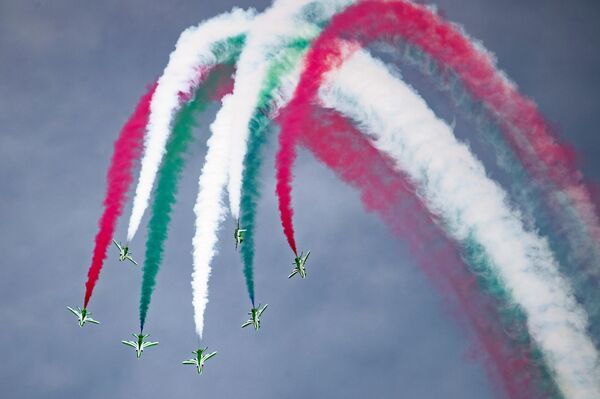 طائرة &quot;هوكر سيدلي هوك&quot; التابعة لفريق الاستعراضات الجوية التابع للقوات الجوية الملكية السعودية، في &quot;معرض الدفاع العالمي 2024&quot;، في الرياض. - سبوتنيك عربي