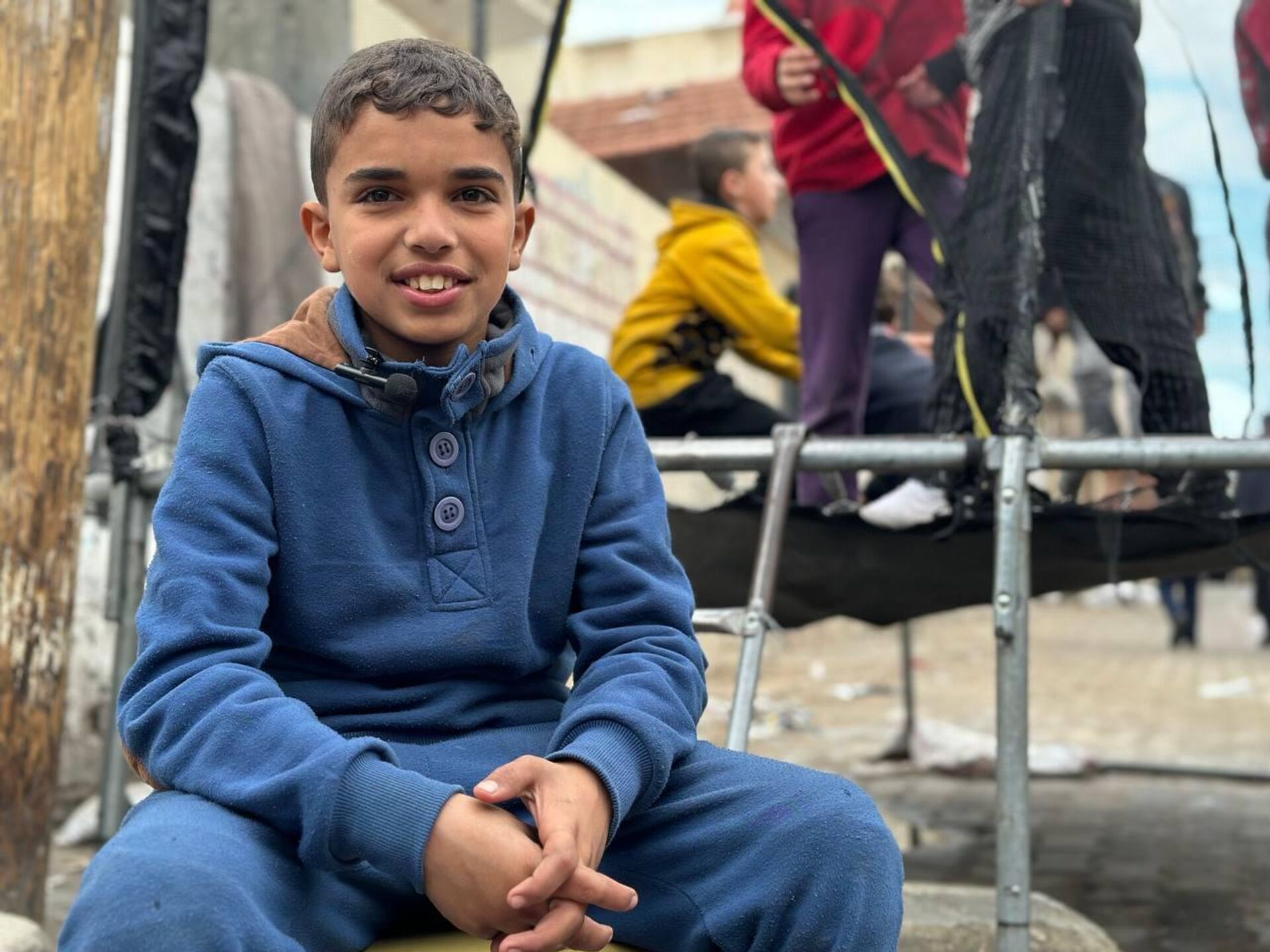 طفل فلسطيني ينشئ مدينة ألعاب للأطفال النازحين في رفح جنوب القطاع - سبوتنيك عربي, 1920, 22.02.2024