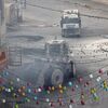 Бронетранспортер израильских сил едет за бульдозером по главной дороге в Дженине во время продолжающегося рейда на оккупированный город на Западном берегу  - سبوتنيك عربي