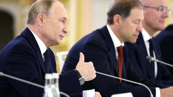 Президент РФ Владимир Путин во время российско-эмиратских переговоров - سبوتنيك عربي
