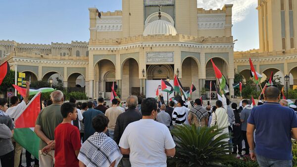 متظاهرين داعمين للقضية الفلسطينية بميدان الجزائر بالعاصمة طرابلس
 - سبوتنيك عربي