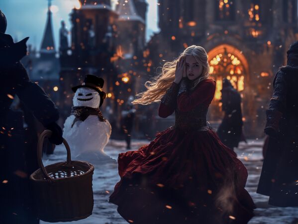 فتاة تهرب من رجل ثلج شرير. - سبوتنيك عربي