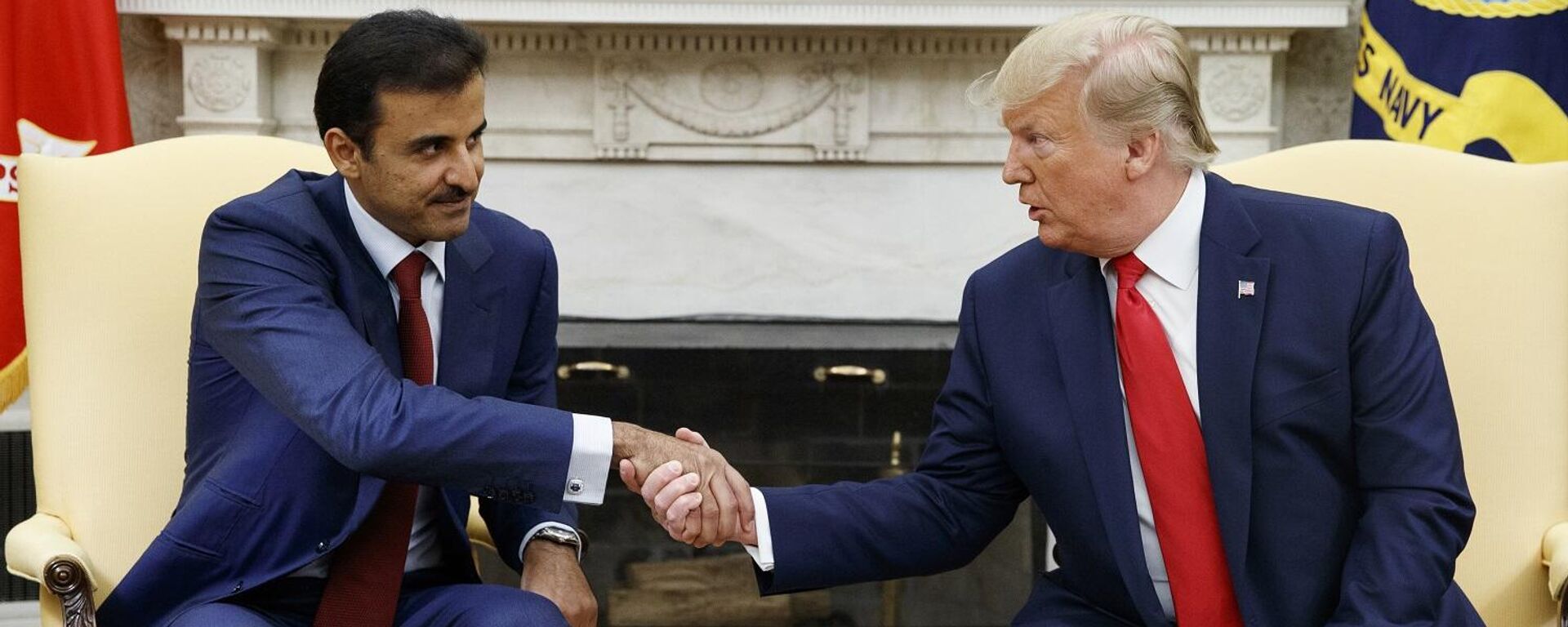 الرئيس الأمريكي ترامب، وأمير قطر تميم بن حمد - سبوتنيك عربي, 1920, 01.10.2025