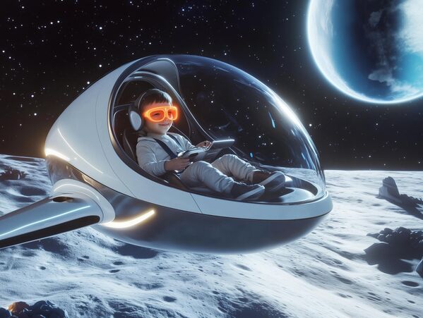 سفينة صغيرة للأطفال، حيث يمكن للأطفال الطيران على ارتفاع منخفض فوق سطح القمر.  - سبوتنيك عربي