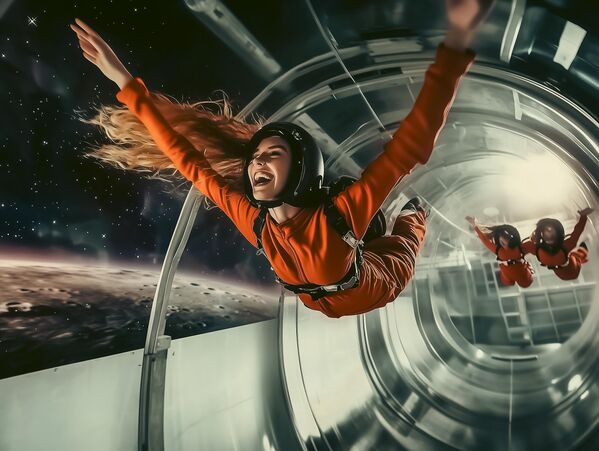 منصة &quot;دون جاذبية&quot; للزوار تعطي فرصة تجربة انعدام الوزن، حيث يمكنك التحليق في الهواء، والاستمتاع بإحساس الطيران الحر. - سبوتنيك عربي