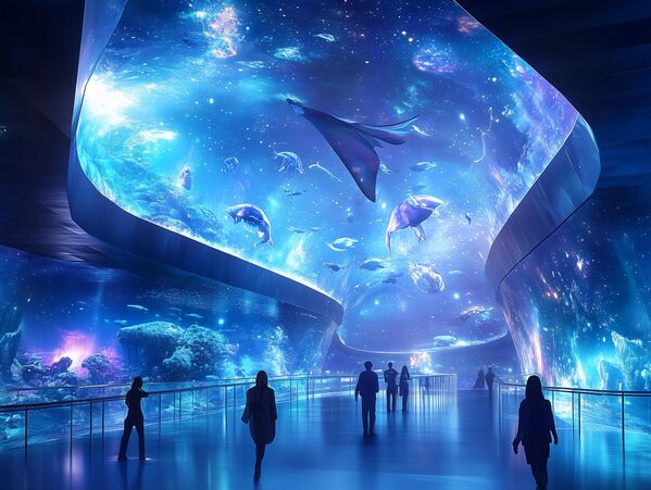 حوض أسماك &quot;سيلينو&quot;، هو عالم فريد من نوعه تحت الماء تم إنشاؤه في ظروف قمرية، حيث يمكنك رؤية أسماك القمر الغريبة وغيرها من المخلوقات الرائعة التي تسبح بين الشعاب المرجانية المضاءة بضوء النجوم الخافت. - سبوتنيك عربي