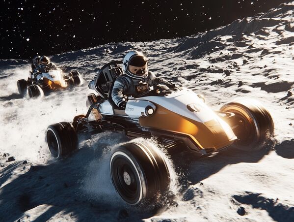 سباق المركبات القمرية، حيث يتنافس المشاركون في مركبات قوية مصممة خصيصًا للسفر على سطح القمر.  - سبوتنيك عربي