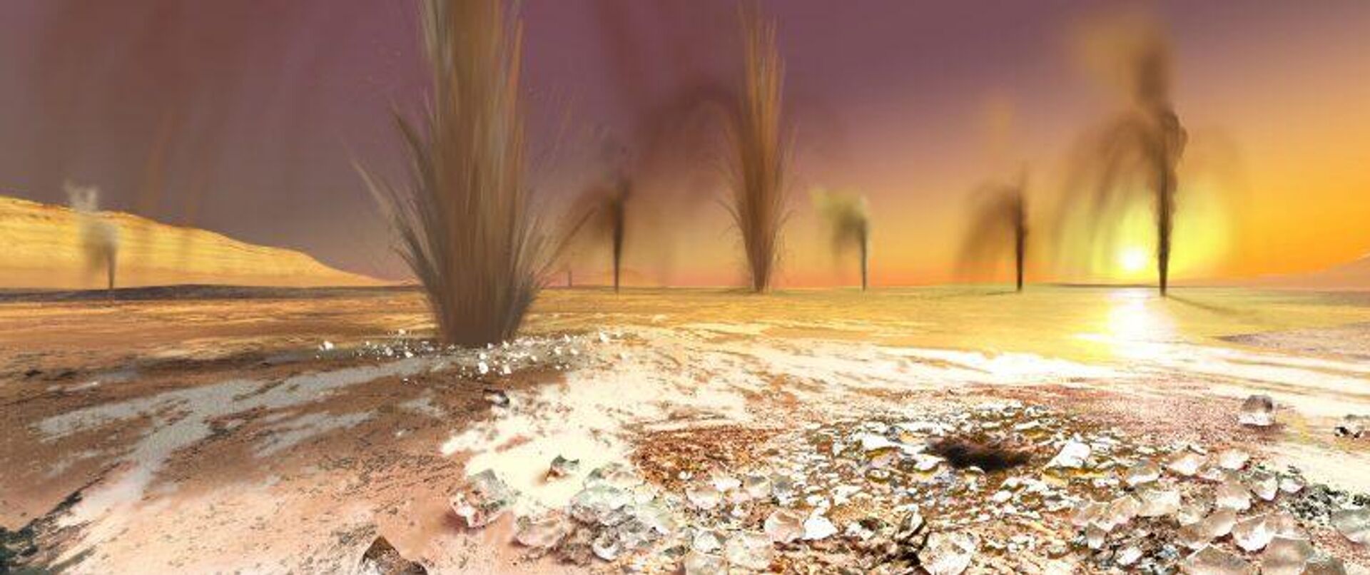 صورة  لنافورات المياه الحارة في الغطاء الجليدي القطبي الجنوبي للمريخ - سبوتنيك عربي, 1920, 31.01.2025