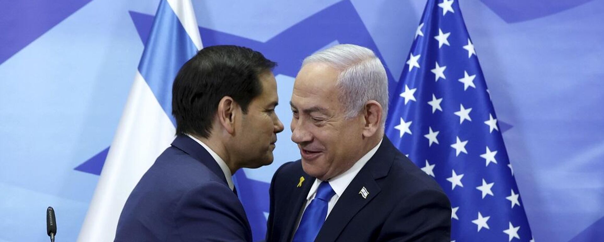 رئيس الوزراء الإسرائيلي، بنيامين نتنياهو، ووزير الخارجية الأمريكي، ماركو روبيو، في مؤتمر صحفي بتل أبيب، 16 فبراير/ شباط 2025 - سبوتنيك عربي, 1920, 16.02.2025