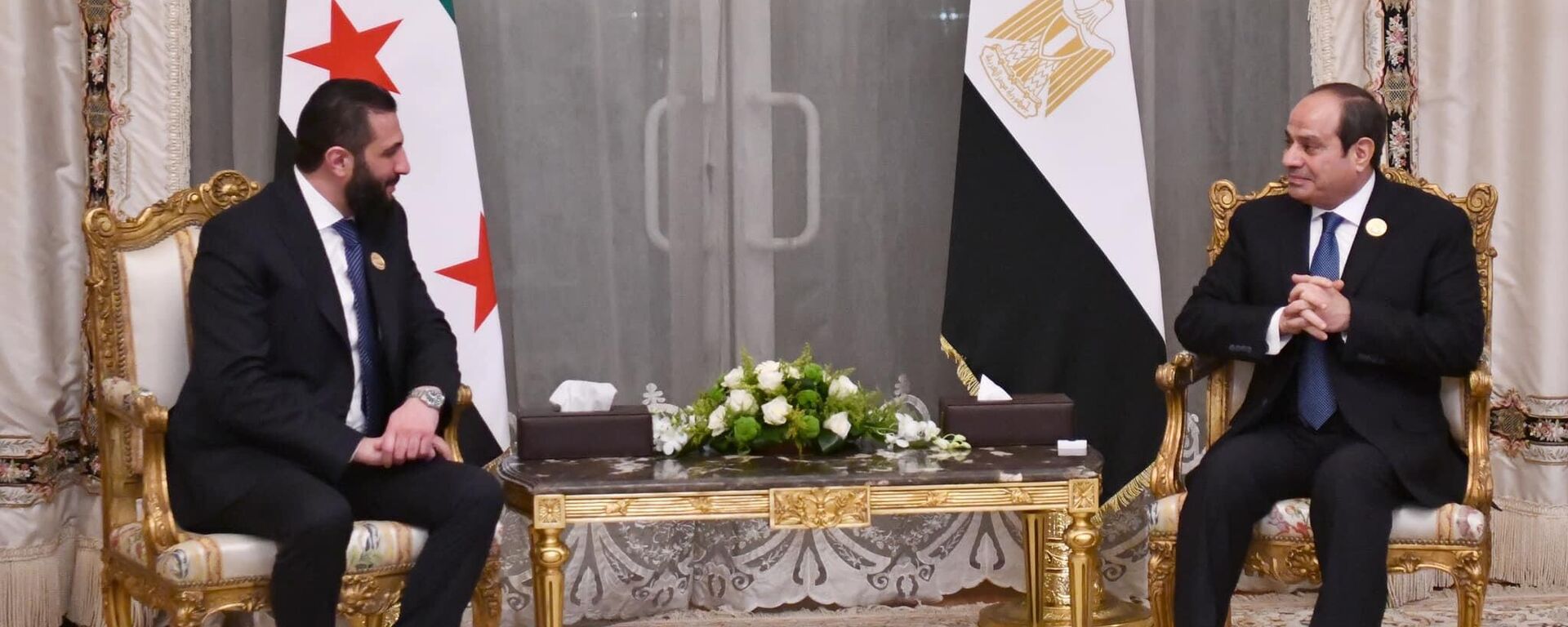 الرئيس المصري عبد الفتاح السيسي يلتقي الرئيس السوري في المرحلة الانتقالية أحمد الشرع - سبوتنيك عربي, 1920, 06.03.2025