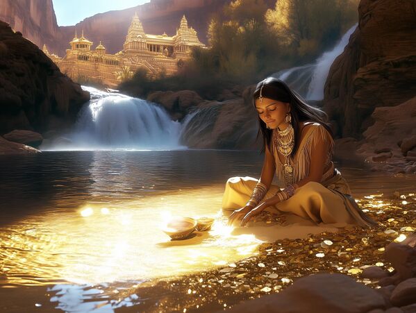 إلدورادو- هي مدينة أسطورية غنية بالذهب، والتي كان يبحث عنها الغزاة الإسبانيون في أمريكا الجنوبية، وكان يُعتقد أن حكامها يرّشون أنفسهم بغبار الذهب ويلقون بالجواهر في البحيرات المقدسة. أصبحت إلدورادو رمزًا للثروة التي لا يمكن تحقيقها - سبوتنيك عربي