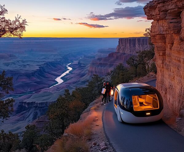 هي سيارة أجرة على شكل سيارة جيب انسيابية في الولايات  المتحدة الأمريكية - سبوتنيك عربي