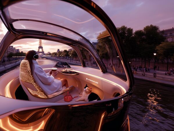 سيارة أجرة النخبة للمستقبل كبسولة مع الحد من الضوضاء والمناخ العطري في باريس  - سبوتنيك عربي