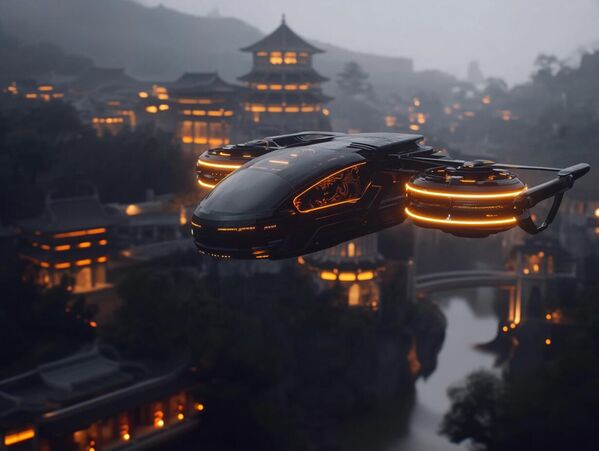 تاكسي طائر عالي السرعة للمدن الكبرى في الصين، يجمع بين التكنولوجيا المتقدمة وعناصر التراث الثقافي - سبوتنيك عربي