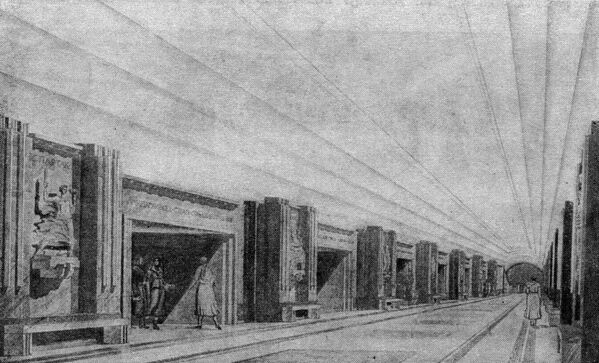 أحد مشاريع تصميم محطة سبارتاكوسكايا (باومانسكايا حاليًا)، من كتاب &quot;جولات سياحية في موسكو&quot;. - سبوتنيك عربي