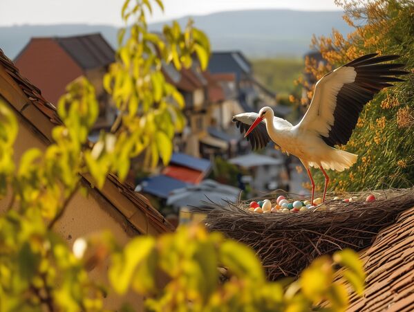 طائر اللقلق في عيد الفصح، الألزاس، فرنسا - سبوتنيك عربي