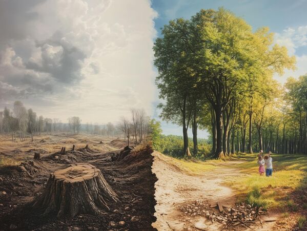 بين غابات خضراء وارفة، وبين جذوع أشجار متفحمة جراء الحرائق.. الخيار لنا - سبوتنيك عربي