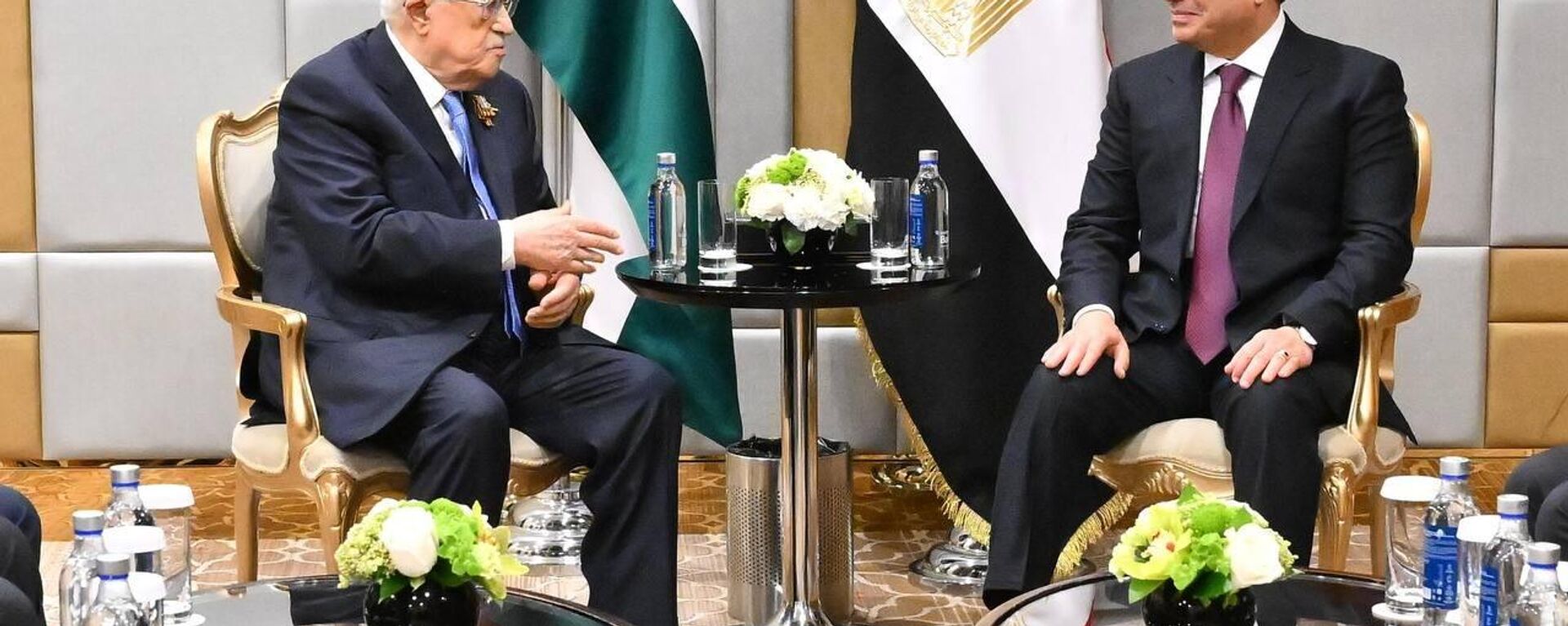 الرئيس المصري، عبد الفتاح السيسي، يلتقي بنظيره الفلسطيني، محمود عباس، بموسكو، على هامش الاحتفالات بيوم النصر بالعاصمة الروسية، 9 مايو/ أيار 2025 - سبوتنيك عربي, 1920, 08.08.2025