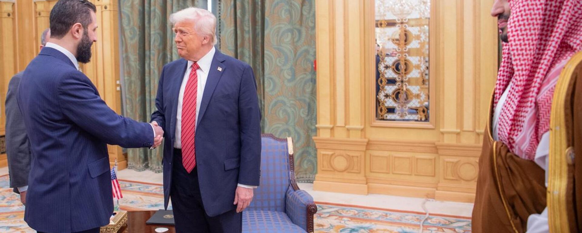 لقاء الرئيس الأمريكي دونالد ترامب والرئيس السوري الانتقالي أحمد الشرع في ضيافة ولي العهد السعودي الأمير محمد بن سلمان - سبوتنيك عربي, 1920, 26.05.2025