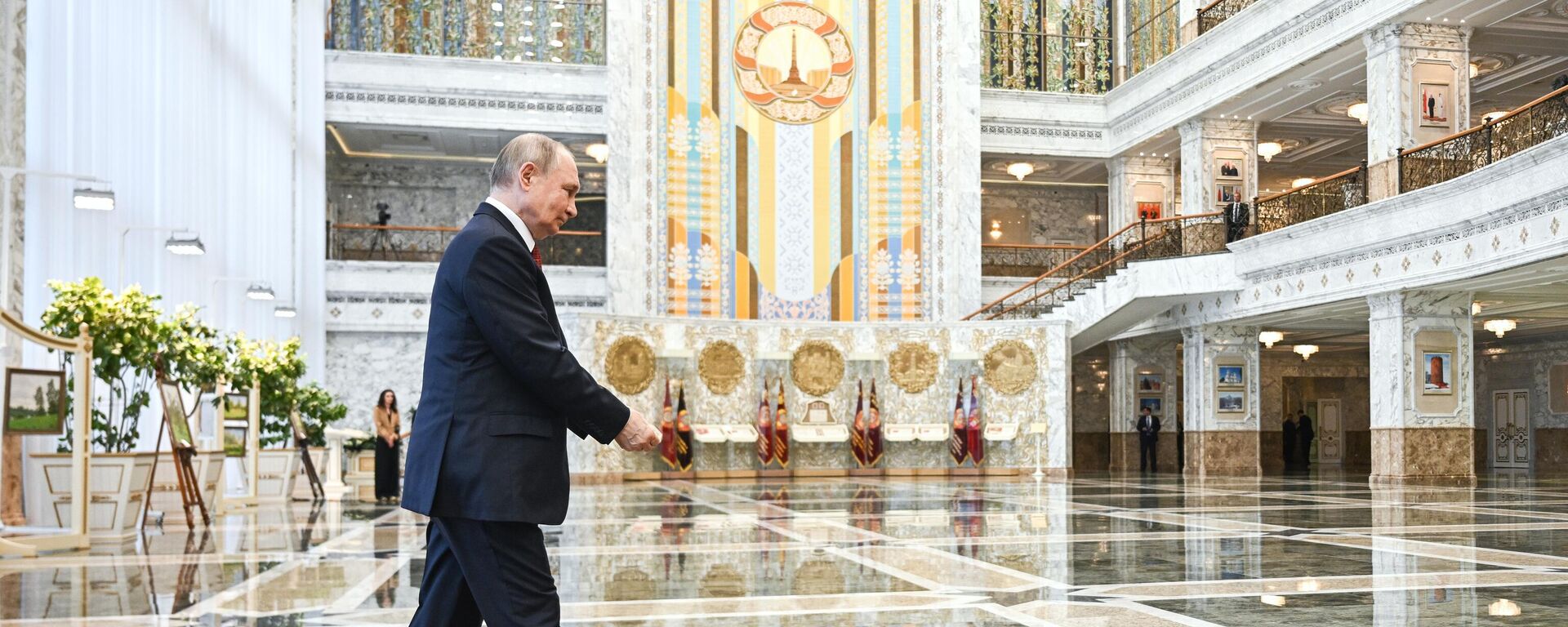 الرئيس الروسي فلاديمير بوتين خلال مشاركته في المجلس الاقتصادي الأوراسي الأعلى في مينسك - سبوتنيك عربي, 1920, 27.06.2025