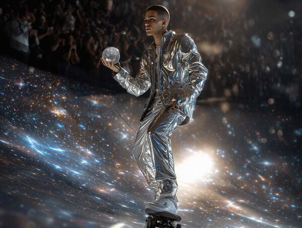 عطارد (هيرمس) هو الإله القديم للسرعة والتواصل، حيث أظهره الذكاء الاصطناعي وهو يتسابق على المنصة على لوح التزلج. - سبوتنيك عربي