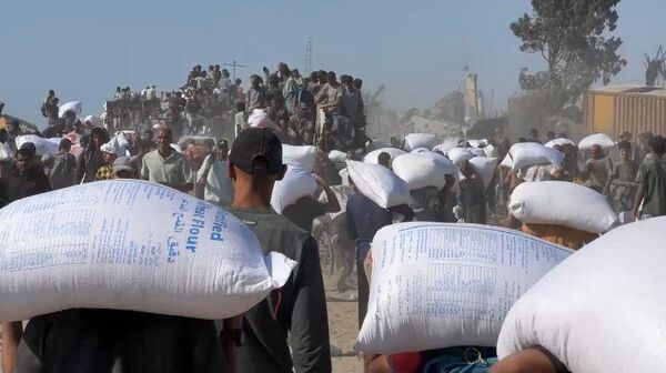 الحصول على كيس الطحين في قطاع غزة مخاطرة يدفعها الجوع قد تنتهي بالموت - سبوتنيك عربي