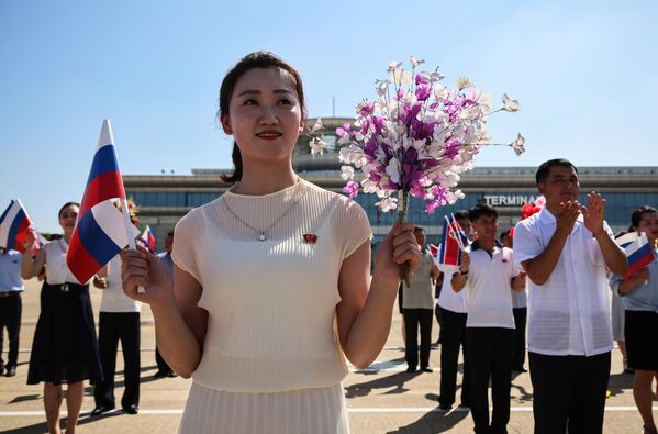 احتفال بوصول أول رحلة جوية مباشرة من موسكو إلى بيونغ يانغ، التي أقلعت، من مطار "شيريميتيفو " الدولي في موسكو في أول رحلة تربط بين موسكو وبيونغ يانغ. - سبوتنيك عربي