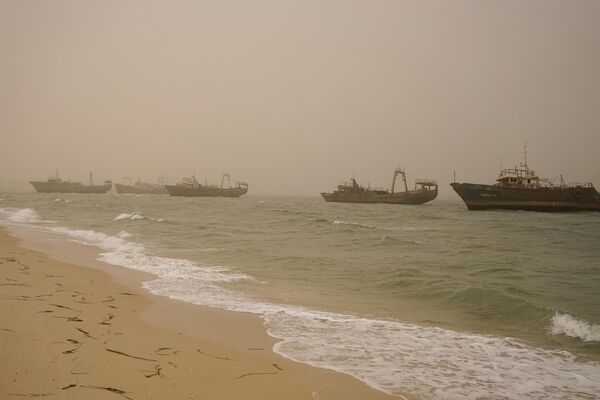 منطقة لتفكيك السفن المهجورة وتحويلها إلى خردة في خليج نواذيبو، موريتانيا. - سبوتنيك عربي