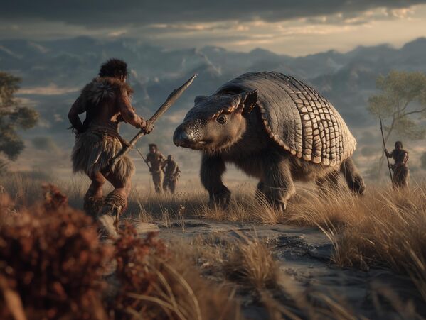 الغليبتودونات من أقارب المدرع القديمة، لكن حجمها بحجم سيارة &quot;فولكس فاجن بيتل&quot;. عاشت هذه المخلوقات المذهلة في أمريكا الجنوبية والشمالية خلال عصر الحيوانات الضخمة (منذ 2.5 مليون إلى 10,000 عام)، وكانت من بين ضحايا أوائل البشر الذين سكنوا القارة. بدأ البشر (الهنود القدماء، مثل حضارة كلوفيس) بالتفاعل مع الغليبتودونات منذ نحو 13,000 إلى 10,000 عام. كان صيدها صعبًا، ولكنه ممكن. - سبوتنيك عربي