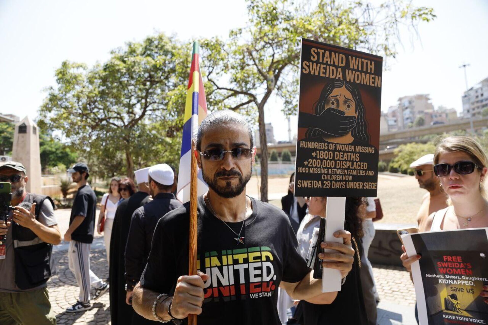 وقفة أمام الإسكوا للمطالبة بفك حصار السويداء وفتح ممرات إنسانية، بيروت، لبنان، 26 أغسطس/ آب 2025 - سبوتنيك عربي, 1920, 26.08.2025