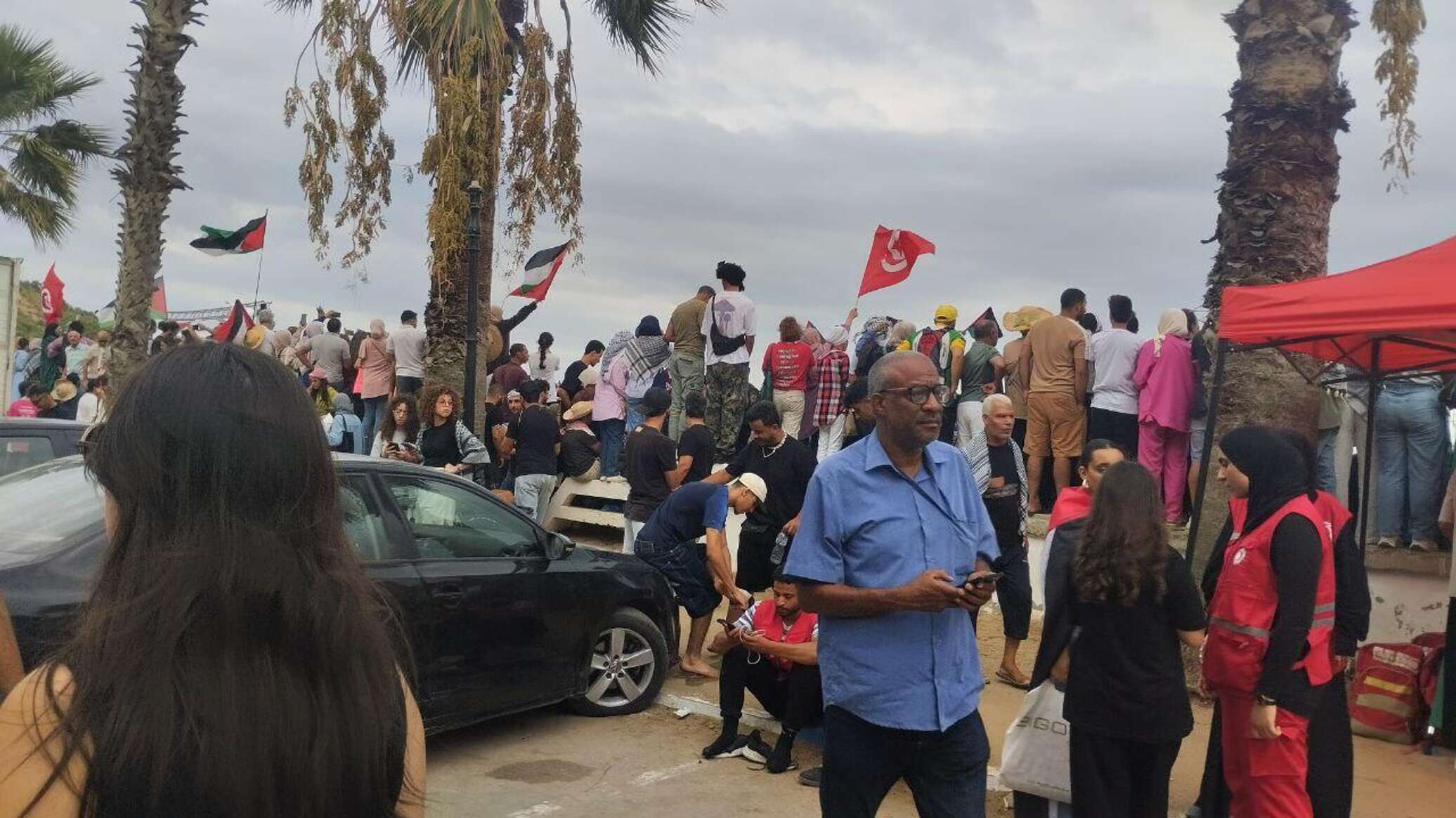 تونسيون يحتشدون دعما لأسطول الصمود العالمي وتنديدا بالفيتو الأمريكي ضد غزة