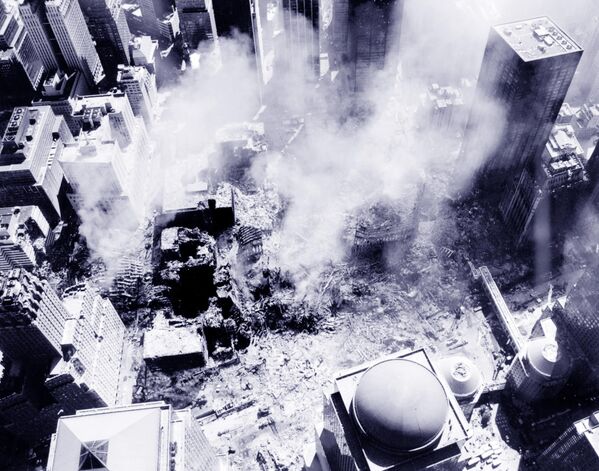 صورة جوية لمركز التجارة العالمي في نيويورك، بعد هجمات 11 سبتمبر - سبوتنيك عربي