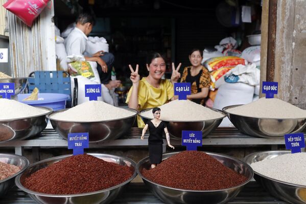 أنواع مختلفة من الأرز معروضة للبيع في سوق محلي. تان تشاو، فيتنام. - سبوتنيك عربي