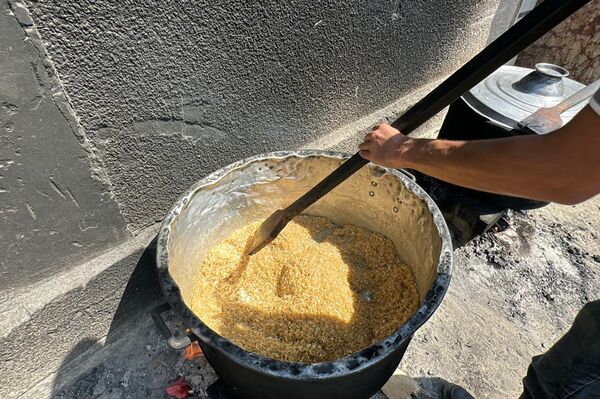 متطوعون يكافحون لتوزيع الطعام على النازحين في قطاع غزة في ظل استمرار المجاعة   - سبوتنيك عربي