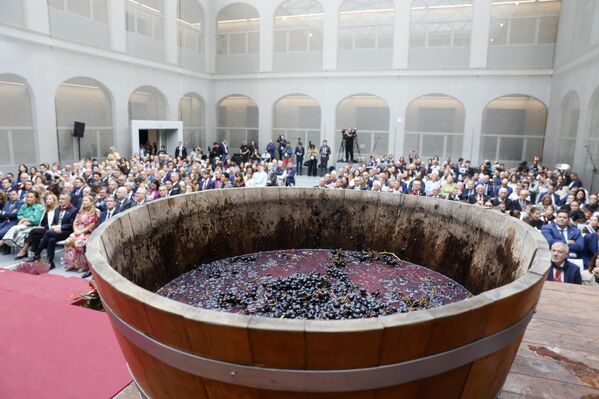 احتفال تقليدي لعصر العنب في لا ريوخا، إسبانيا. - سبوتنيك عربي