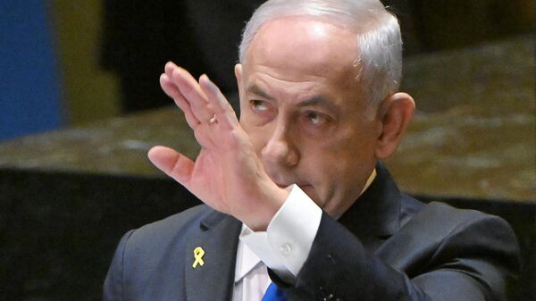 رئيس الوزراء الإسرائيلي، بنيامين نتنياهو في الجمعية العامة للأمم المتحدة - سبوتنيك عربي