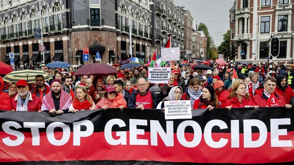 مظاهرة حاشدة لدعم فلسطين في أمستردام - سبوتنيك عربي