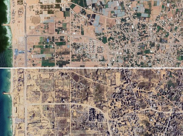 صور لحي العطاطرة في غزة قبل وبعد الهجمات الإسرائيلية. - سبوتنيك عربي