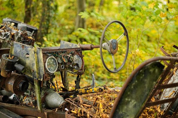 سيارة قديمة في موقف سيارات قديم خاص في ميتمان، ألمانيا - سبوتنيك عربي